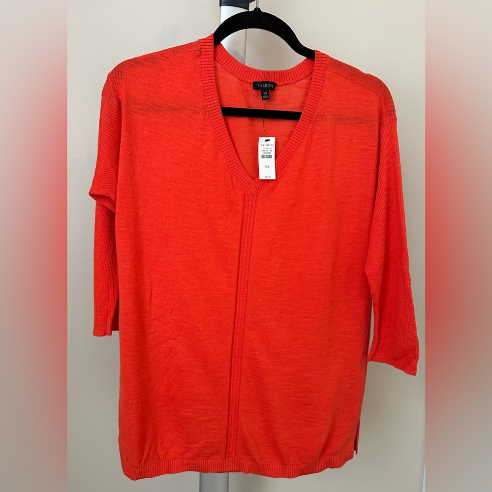 Talbots v-neck sweater in red.  Size XS NWT